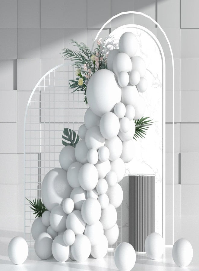 جانينوس طقم قوس بالونات بيضاء مزدوجة الحشو - بالونات بيضاء مزدوجة الحشو مع بالونات شفافة في الداخل، إكليل بالونات أبيض غير لامع بأحجام مختلفة 5 و12 و18 بوصة لحفلات الكشف عن جنس المولود وحفلات استقبال المولود وحفلات الزفاف - Image 1